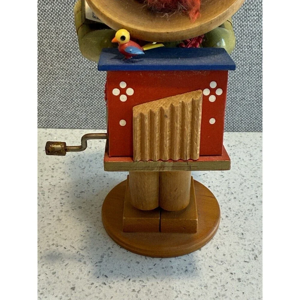 Vintage Steinbach German Wooden Smoker with Crank Music Box Christmas Caroler
